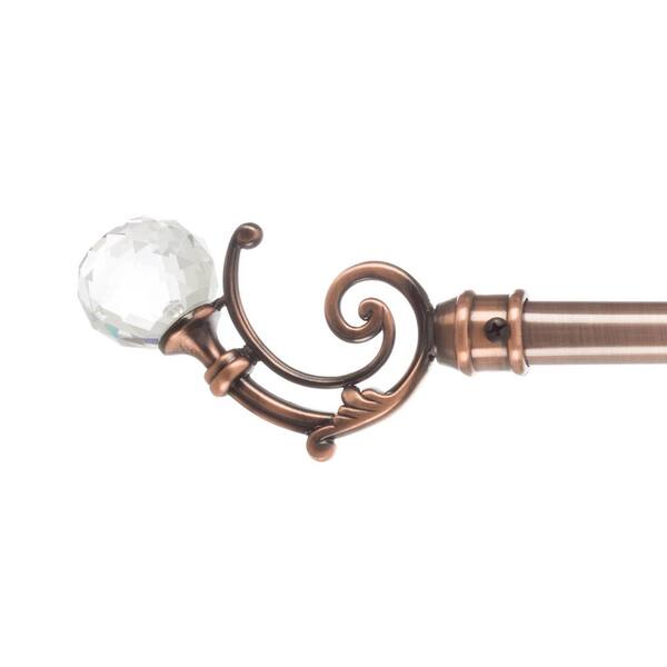 null 66 in. - 144 in. Telescoping 3/4 in. Single Curtain Rod in Copper with Crystal Ball Finial