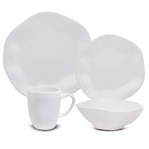 Manhattan Comfort RYO 32-Piece Casual White Porcelain Dinnerware Set (Service for 8)