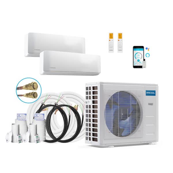 DIY 36,000 BTU 3-Ton 2-Zone 21.5 SEER Ductless Mini-Split AC and Heat Pump with 18K+18K & 25,25ft Lines