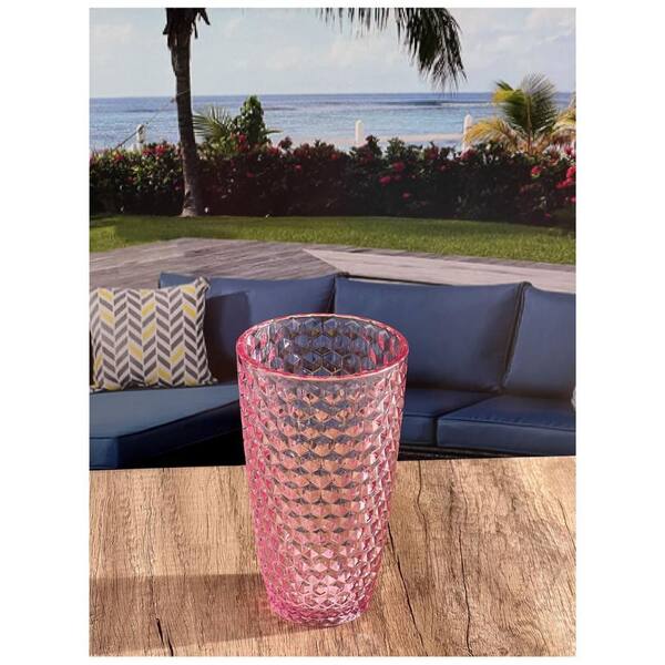 Aoibox Set of 4 12 oz. Diamond Cut Clear Quality Unbreakable Stemless Acrylic Drinking Glasses