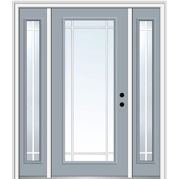 MMI Door 68.5 in. x 81.75 in. Internal Grilles Left-Hand Inswing Full Lite Clear Painted Steel Prehung Front Door with Sidelites