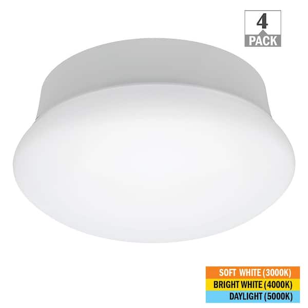 Commercial Electric Spin Light 7 in. Closet Light LED Flush Mount Screws In E26 Medium Base 810LM 11.5W Adjustable CCT (4-Pack)