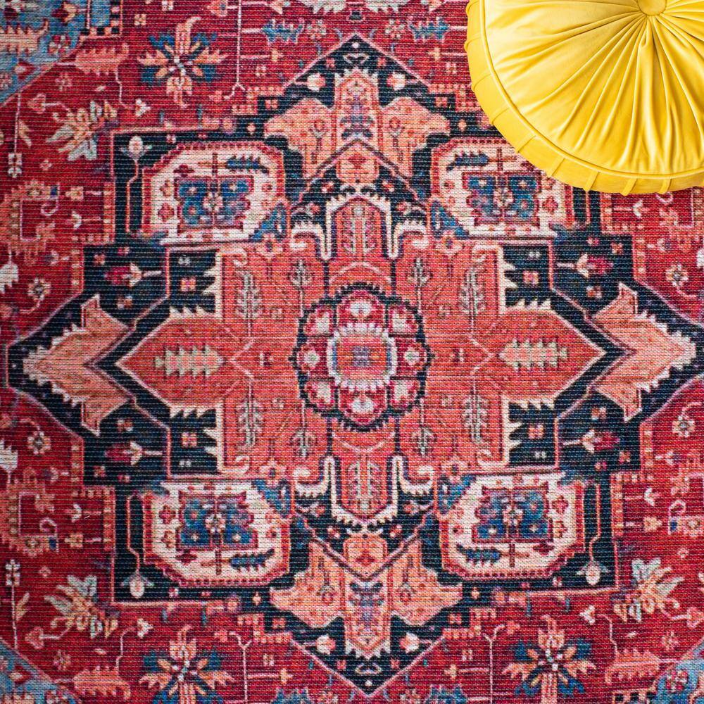 Red and Blue 9' x 12' Washable Viscose Chenille Rug