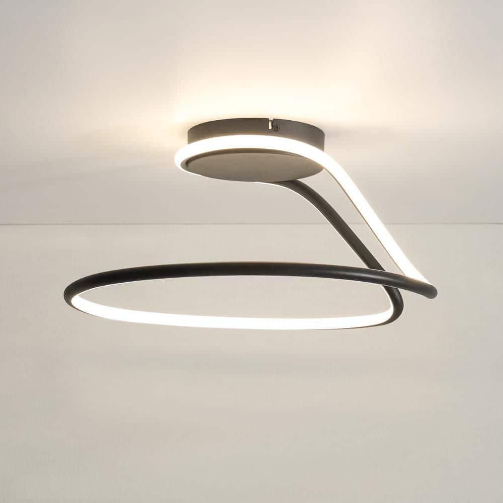 Lumin 17 in. W Matte Black Integrated LED Semi-Flush Mount Ceiling Light with Selectable CCT for Living Room and Bedroom price history on PriceWatchPro