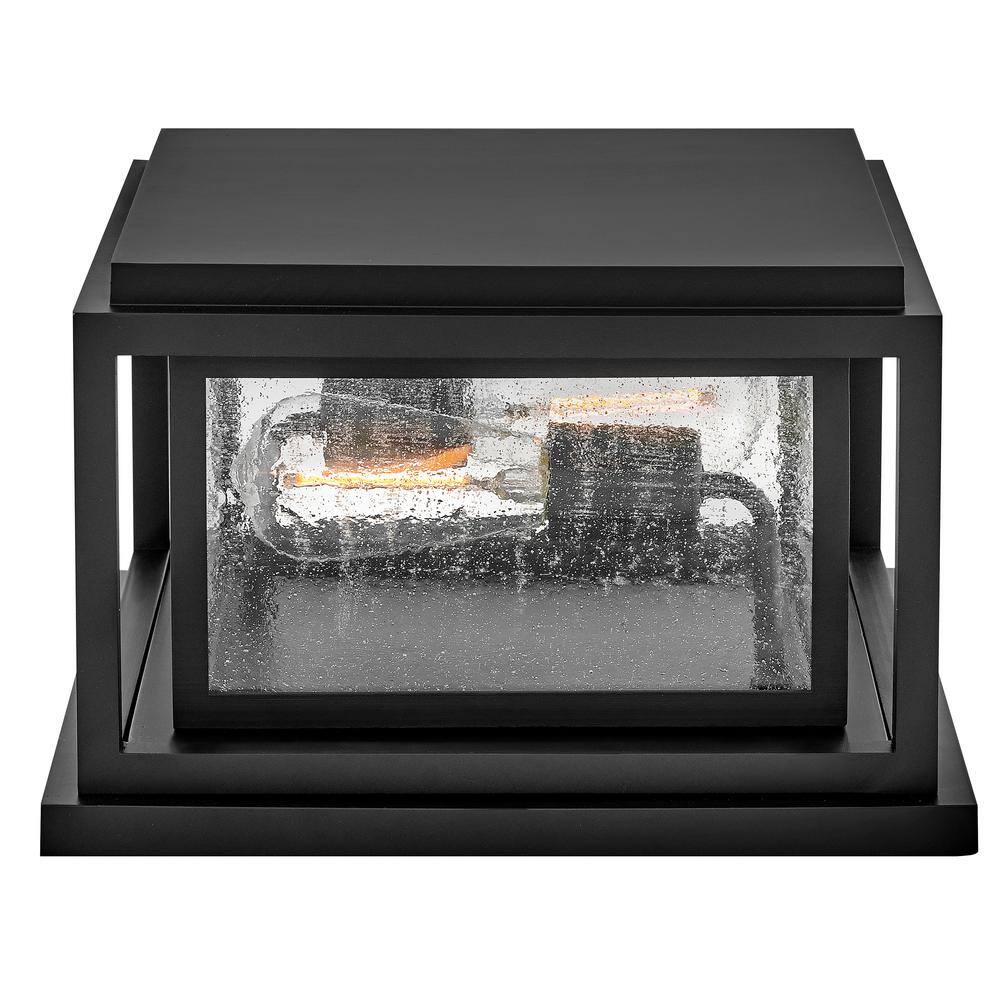 Black Outdoor Pier Mount Lantern with Clear Seedy Glass