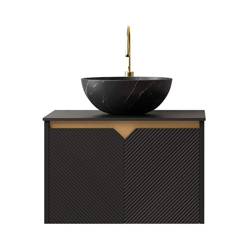 24 in. W x 20 in. D x 22 in. H Floating Bath Vanity in Black with Black Sintered Stone Top price history on PriceWatchPro