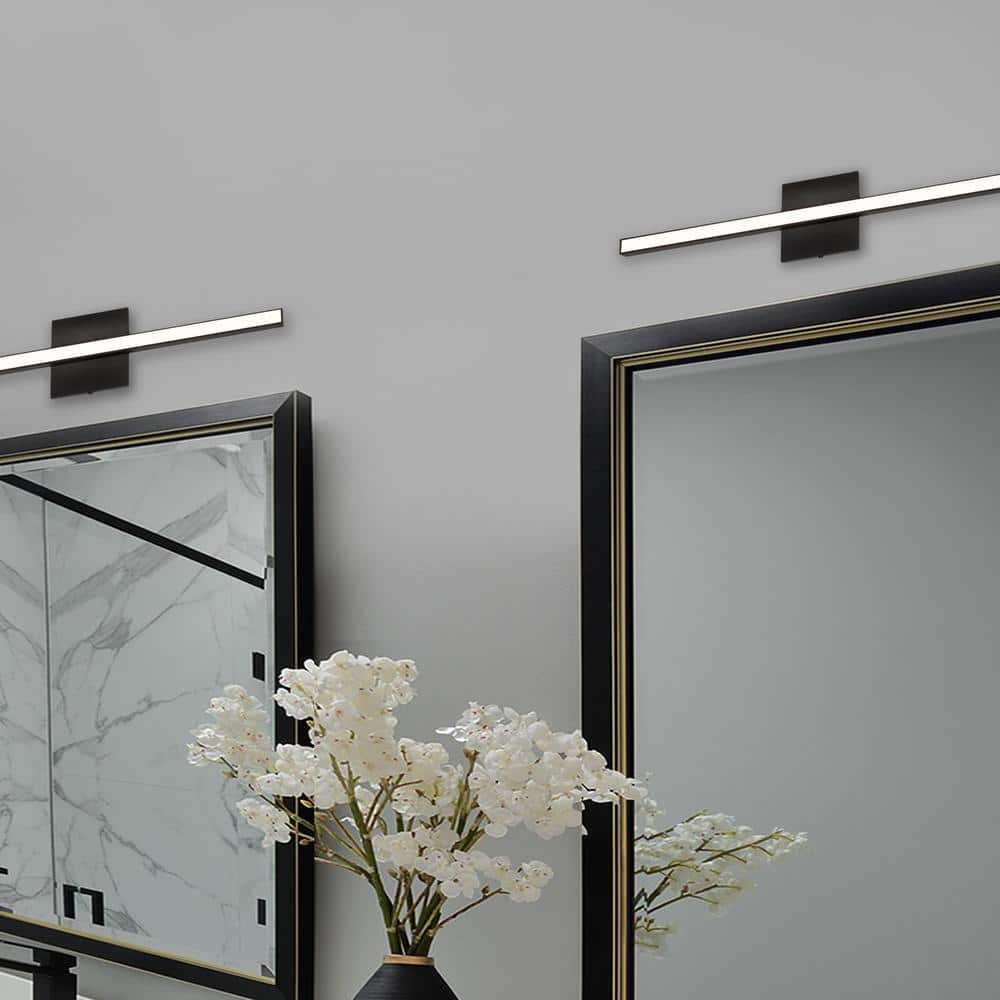 Elegant Aged Brass 23'' LED Vanity Light with White Shade