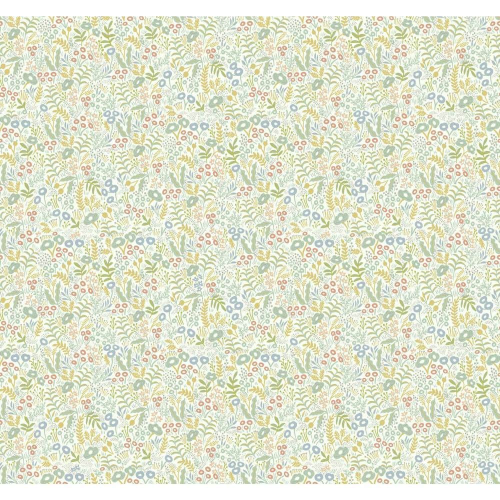 Light Mustard Floral Nonwoven Removable Wallpaper