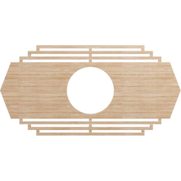 Ekena Millwork 28 in. x 14 in. x 1/4 in. Chrysler Wood Fretwork Pierced Ceiling Medallion, Alder