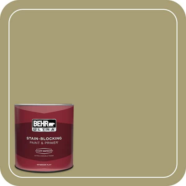BEHR ULTRA 1 qt. #PPU9-04 Fresh Olive Extra Durable Flat Interior Paint & Primer