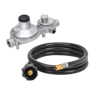 Vertical 2 Stage Propane Regulator with 5 ft. Propane Hose QCC/Type 1 in. x 1/4 in. Male NPT