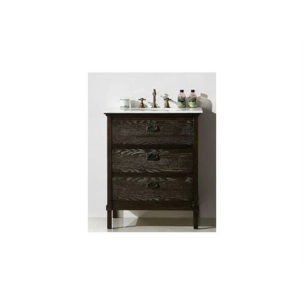 Unbranded 30 in. Vanity in Brown with Marble Vanity Top in White with White Basin