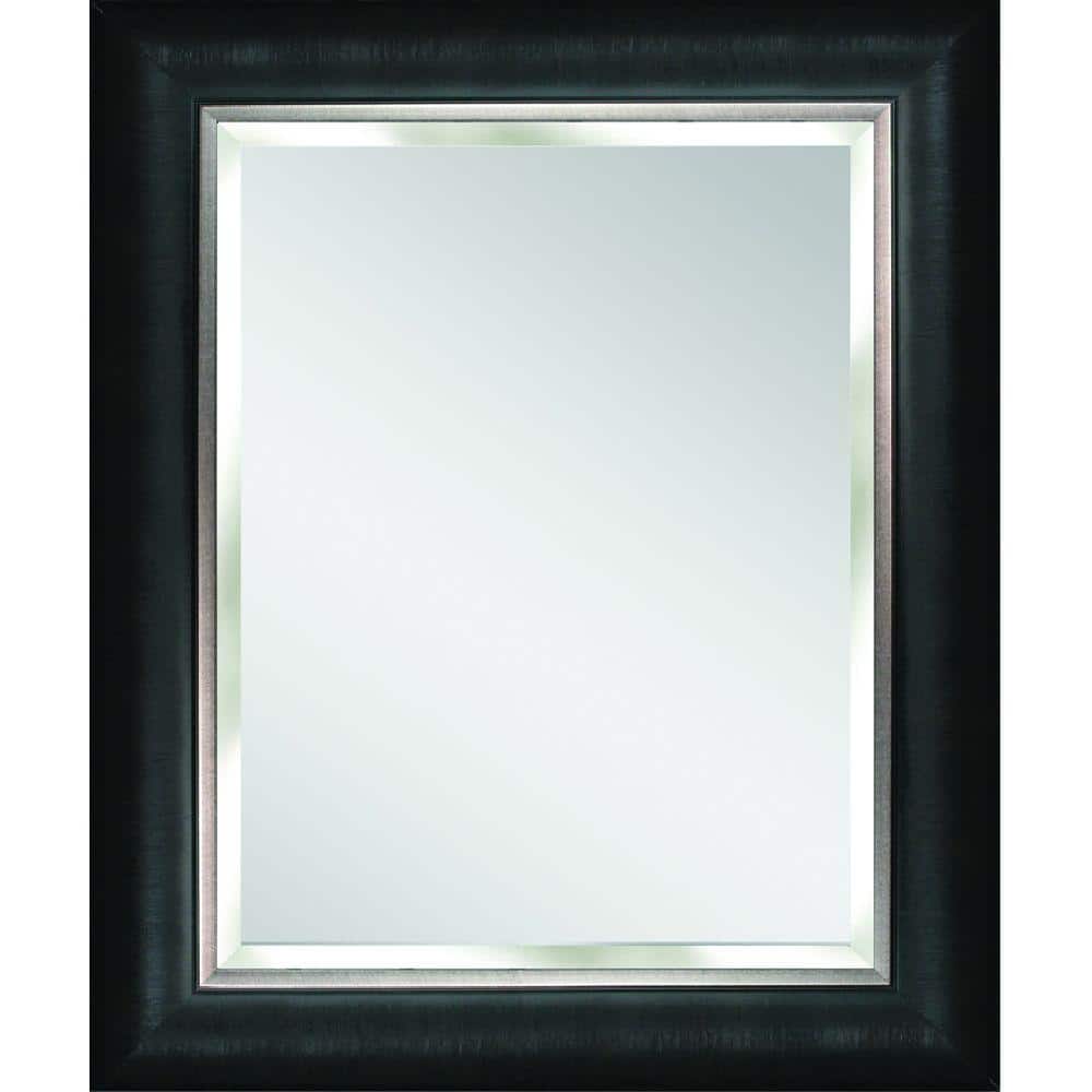 Alderton Transitional Black and Silver Beveled Wall Mirror - 34.5" x 28.5"