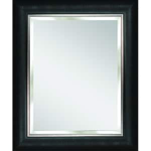 Alderton 29 in. W x 35 in. H Framed Rectangular Beveled Edge Bathroom Vanity Mirror in Black/Silver
