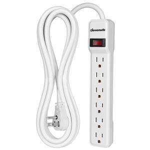 10 ft. 6-Outlet Surge Protector Power Strip, 500 Joules, White