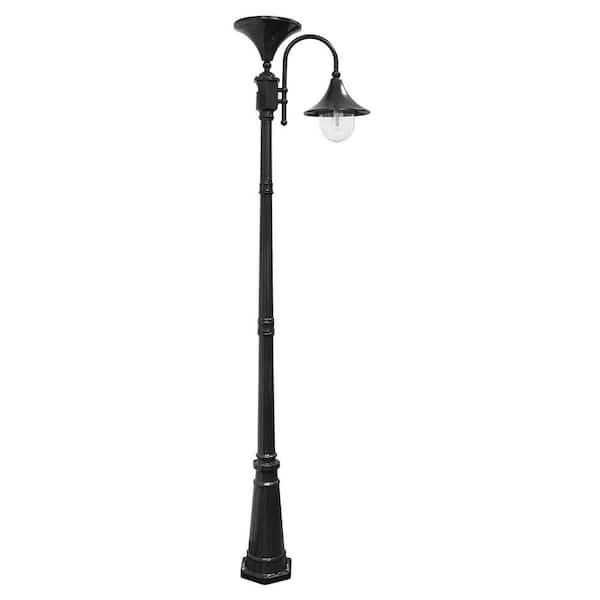 Everest 92 in. 1-Light Black Modern Outdoor Waterproof Integrated LED Solar Landscape Lamp Post Light with Light Bulb