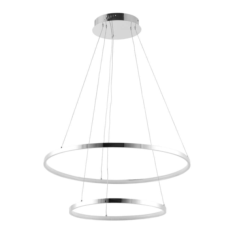 Brice Minimalistic Chrome Double Hoop LED Pendant