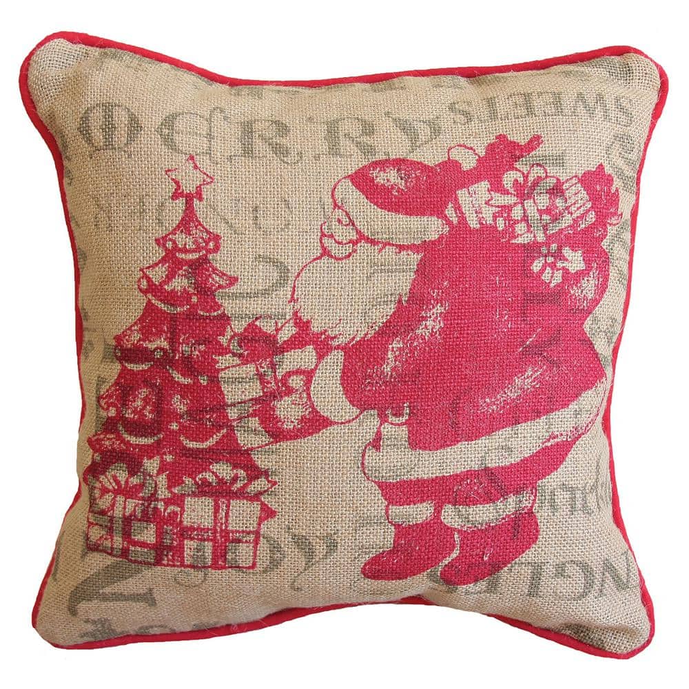 Camelot Embroidered Merry Christmas Decorative Pillow