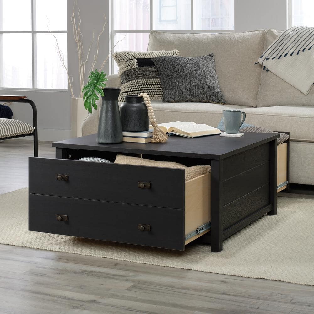 Raven Oak Rectangular Engineered Wood Coffee Table with Storage