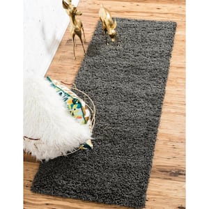 Solid Shag Graphite Gray 13 ft. Runner Rug