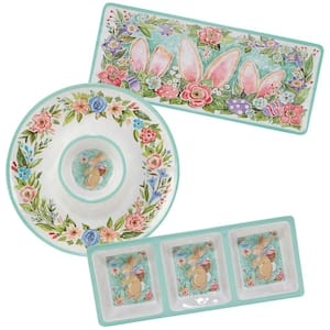 Joy of Easter 3-Piece Assorted Colors Melamine Dinnerware Set Service for 3