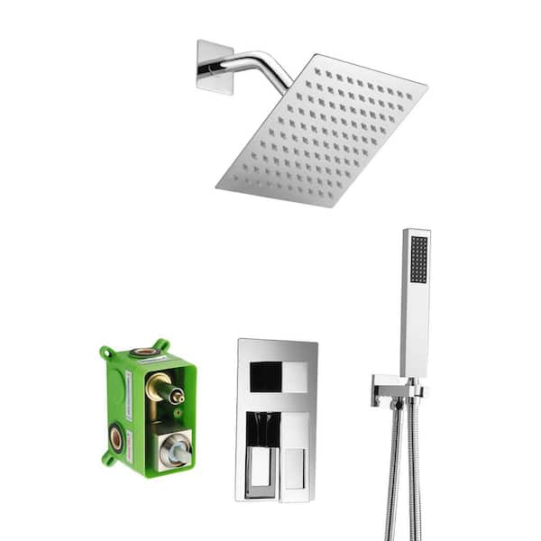 SUMERAIN Modern 1-Handle 1-Spray Shower Faucet 1.8 GPM with Hand Shower in Chrome (Valve Included)