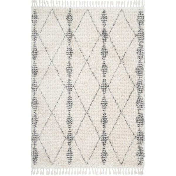nuLOOM Selah Diamond Shag Beige 5 ft. x 8 ft. Area Rug