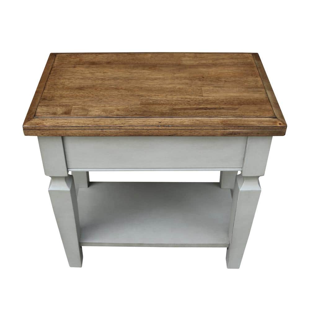 Vista Distressed Hickory and Stone Finish Side Table