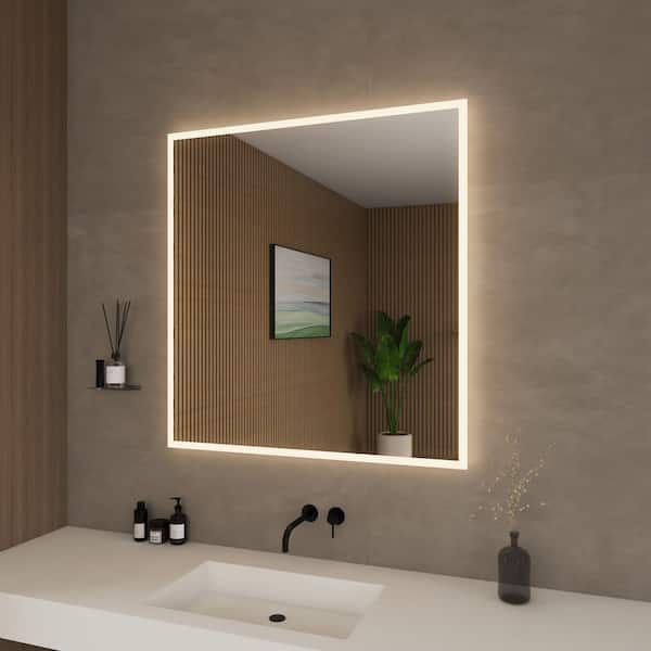 Hilton 34 in. W x 36 in. H Rectangular Frameless Anti-Fog LED Dimmable Wall Bathroom Vanity Mirror