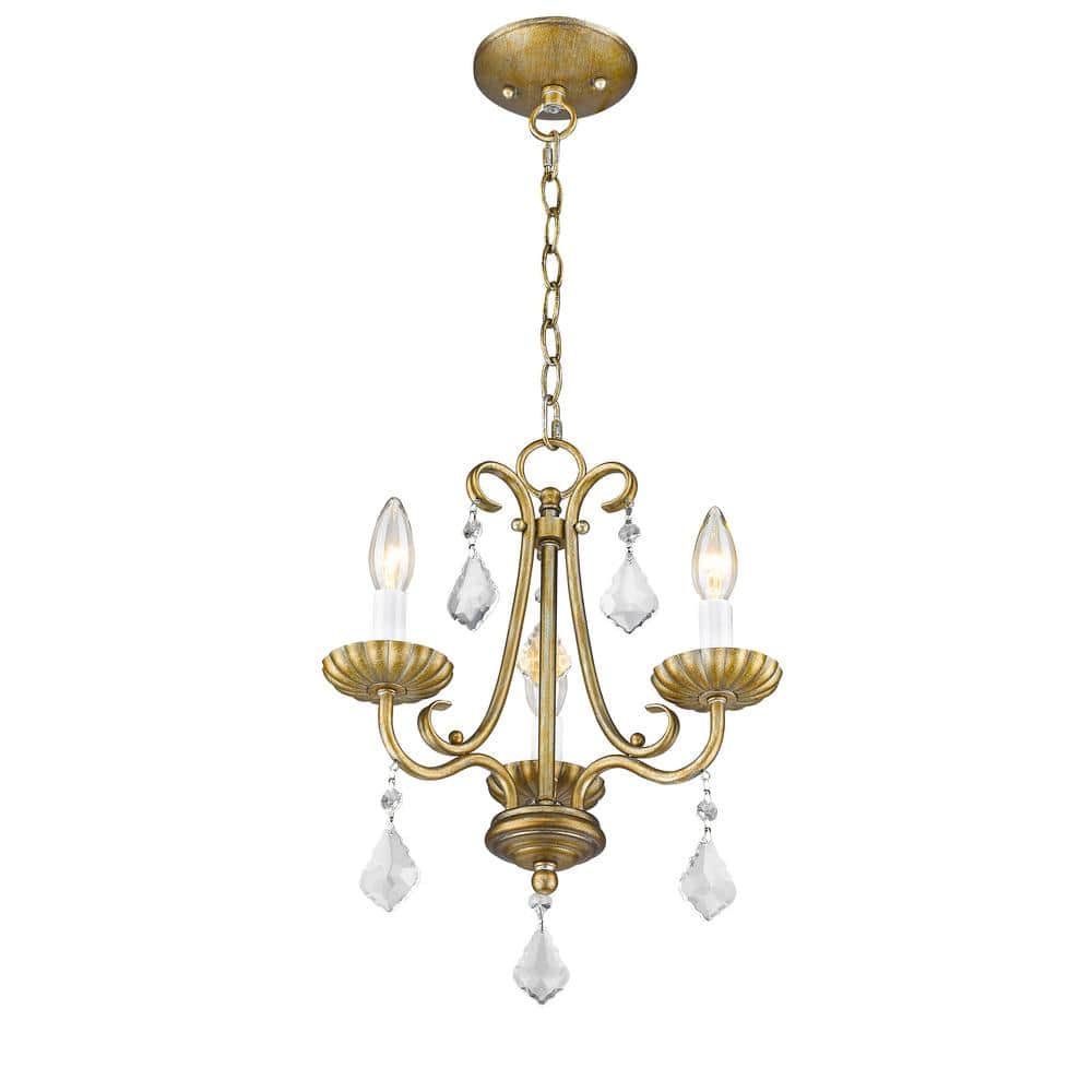 Mini Gold Steel Crystal Candle Chandelier Light