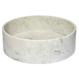 Thin Lip Column Carrara Marble Round Vessel Sink