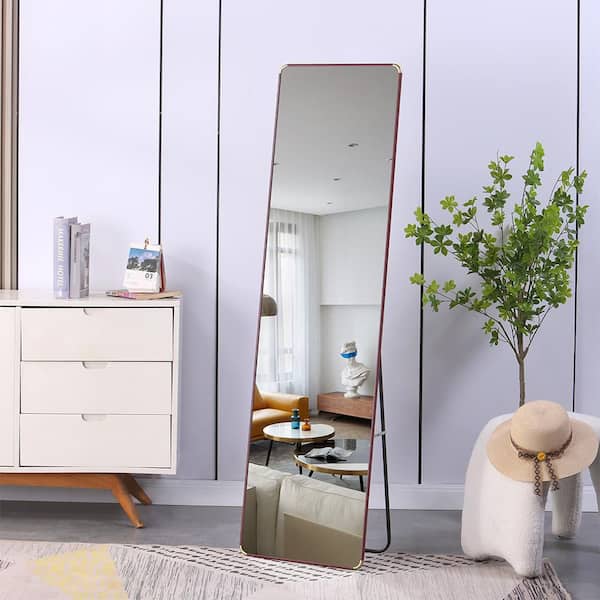 Brown 16.5 in. W x 60 in. H Modern Rectangle Glass Framed Mirror Wall Mirror Wall Decor Mirror