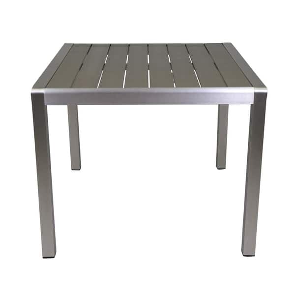 Noble House Cape Coral 30 in. Silver Square Aluminum Outdoor Patio Dining Table