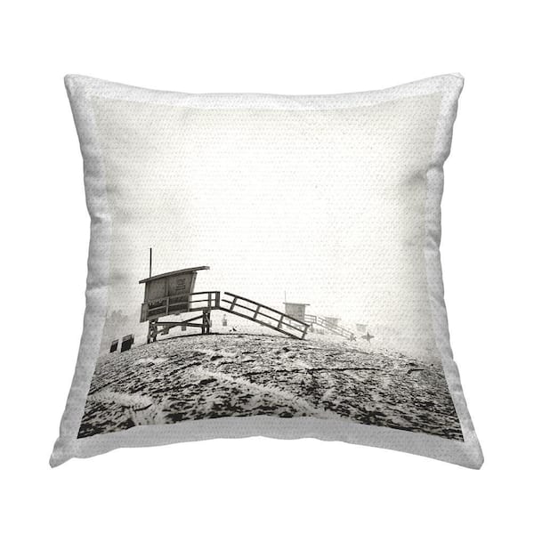 Stupell Industries Grey Beach Huts Outdoor Printed Throw Pillow by Myan Soffia