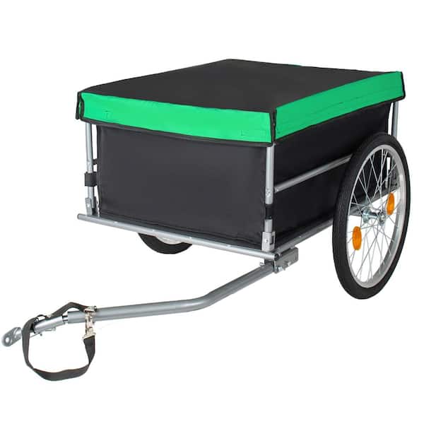 5.15 cu. ft. Steel Green Utility Wagon Garden Cart Bike Cargo Trailer with Removable Cover