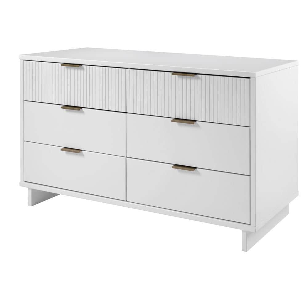 Granville White Double Wide Dresser with Soft Close Drawers