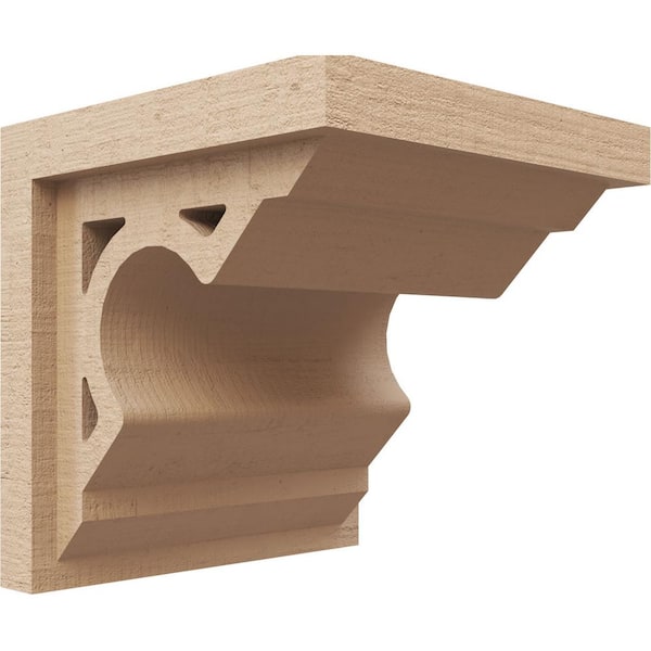 Ekena Millwork 8 in. x 8 in. x 8 in. Wide Sheridan Rough Cedar Woodgrain TimberThane Corbel, Primed Tan