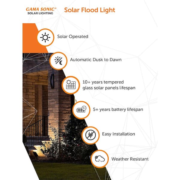 Gama Sonic Progressive 100-Lumen 1-Watt Black Solar LED Landscape Flood Light Gama Sonic Progressive 100-Lumen 1-Watt Black Solar LED Landscape Flood Light