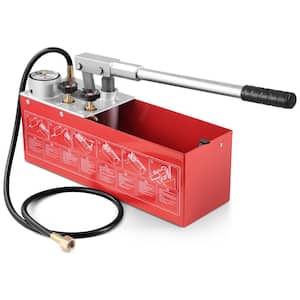 Hydrostatic Test Pump Dual 1 in. Aluminum Valve Hydraulic Manual Water Pressure Tester Kit with Gauge 2.8 Gal Water Tank