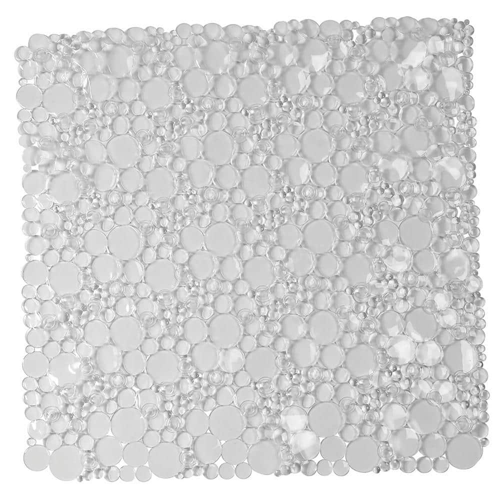 Clear PVC Non-Slip Square Shower Mat with Bubble Design