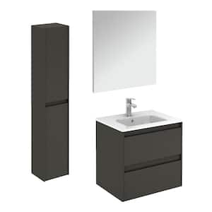 Ambra 60 23.9 in. W x 18.1 in. D x 22.3 in. H Bathroom Vanity Unit in Anthracite with Mirror and Column