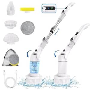 2 Speeds 3 Angle Cordless Electric Spin Power Shower Scrubber with Display, 5 Replaceable Brush Heads, Extension Handle