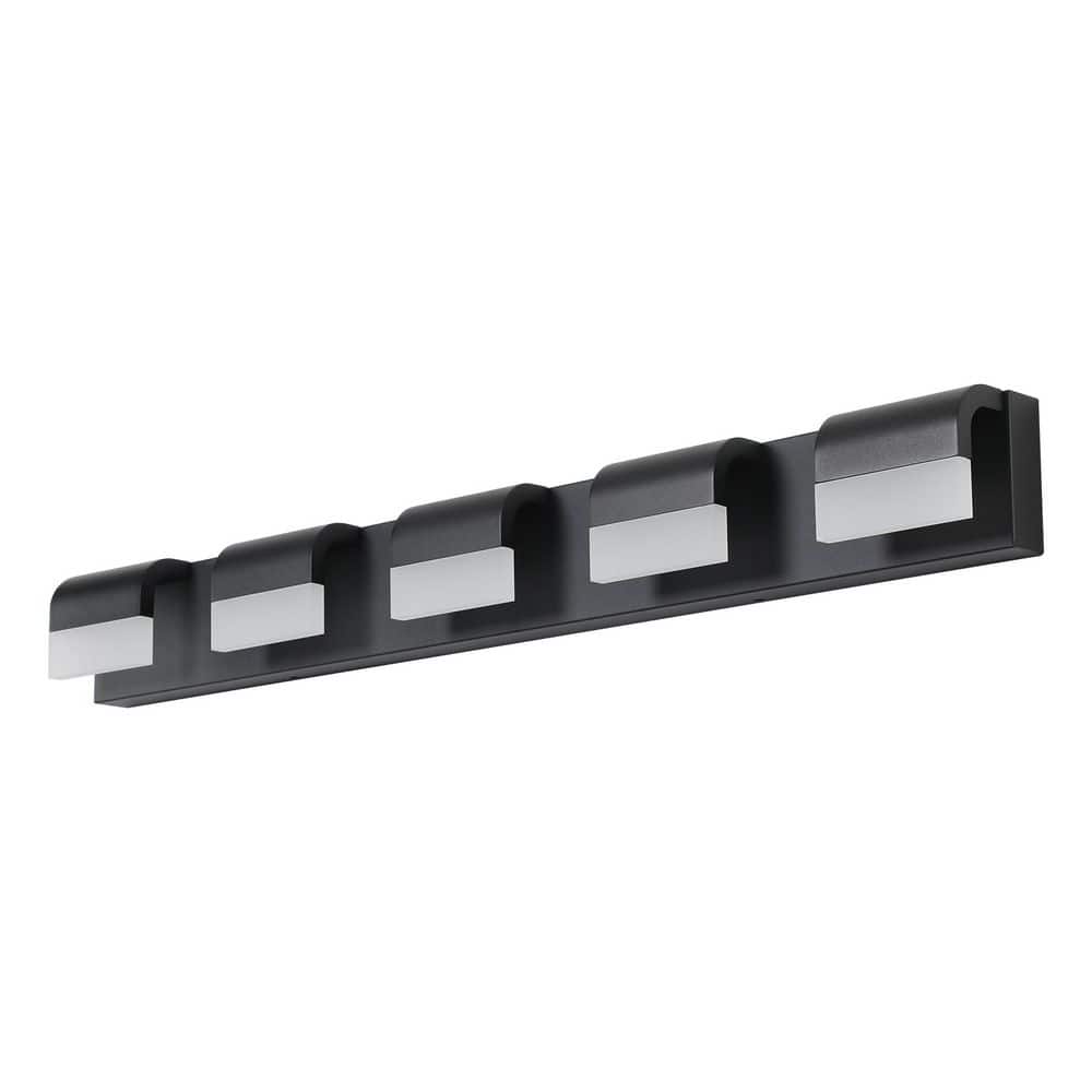 38 in. 5-Light Modern Matte Black LED Vanity Light Bar with Acrylic Shades for Mirror, Shower, and Bathroom Decor price history on PriceWatchPro