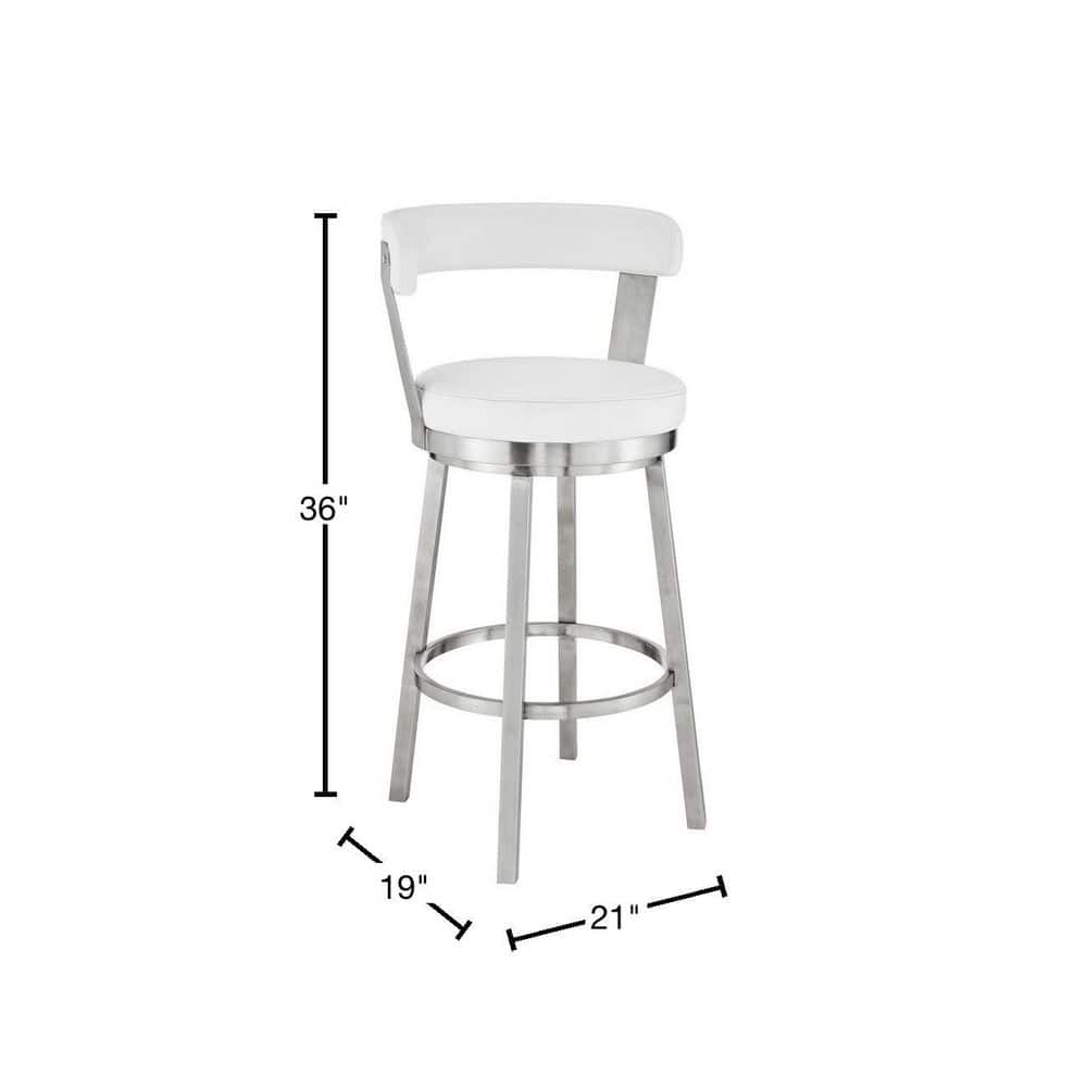 Bryant 26" White Faux Leather Swivel Counter Height Bar Stool