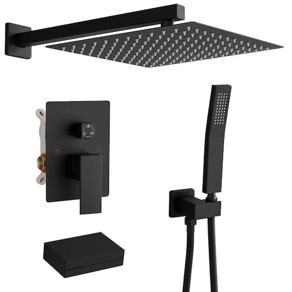 Single Handle 3-Spray Shower Faucet 2.5 GPM with High Pressure in Matte Black