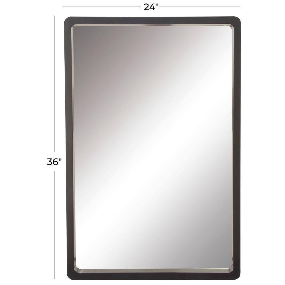 Elegant Matte Black Solid Wood Rectangular Wall Mirror 24" x 36"