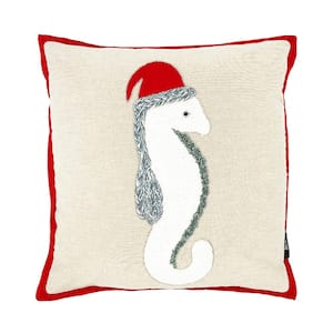 18 in. x 18 in. Christmas Seahorse Pillow