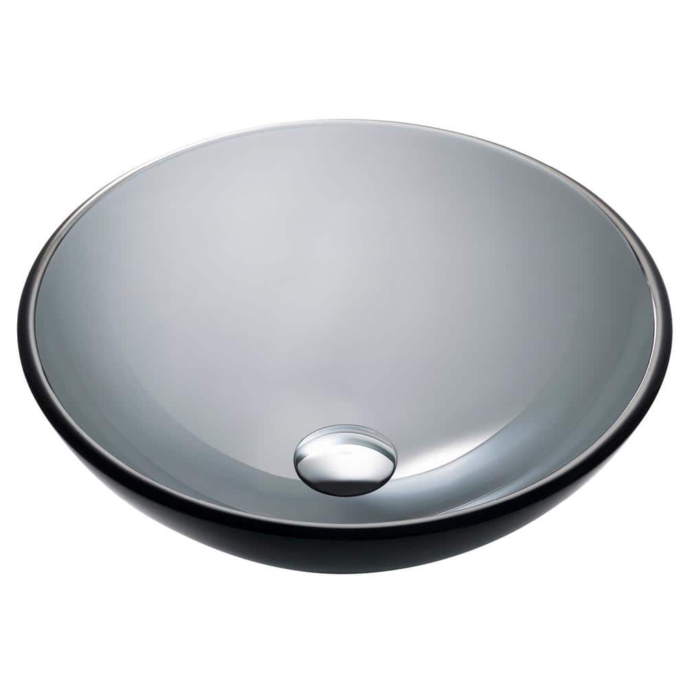Clear Black Tempered Glass Circular Vessel Bathroom Sink