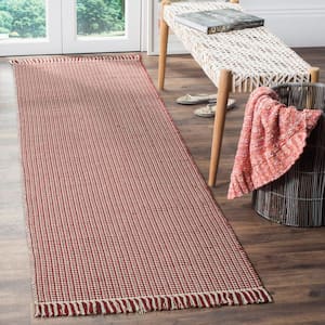 Montauk Ivory/Red 2 ft. x 14 ft. Multi-Striped Solid Color Runner Rug