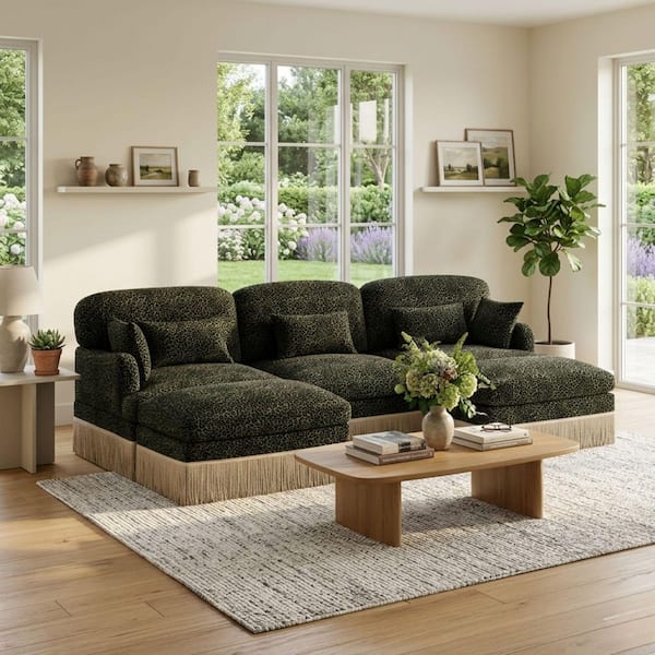 Homy Casa Harrison 63 in. Round Arm Faux Leather Rectangle